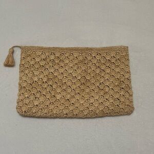Tan Woven Clutch